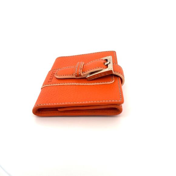 Loewe Textured Calfskin Buckle Compact Wallet in Orange - Picture 4 of 7
